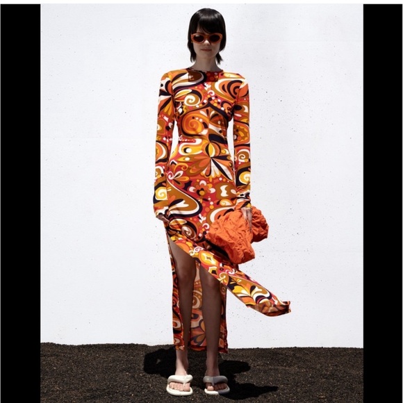 Zara Multi Printed Mini Dress  Long sleeve round neckline - Picture 11 of 12